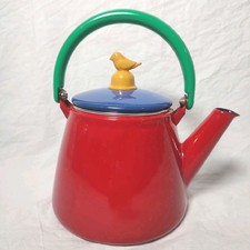 Art Deco Style Coffee Teapot Zojirushi Memphis Vintage 70s Japanese Enamel RARE