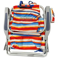 Tommy Bahama Sun Lounger Chair Camping Beach Striped Orange Blue Backpack Pocket