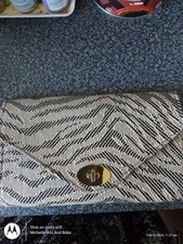 H&M Black & Cream Print Clutch