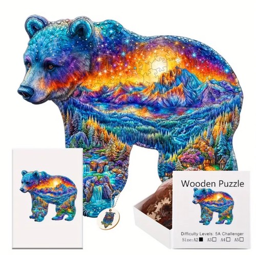 New box bear wooden - , jigsaw