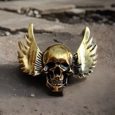 Winged skull biker - skull, badge