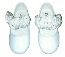 GIRLS WHITE BALLET SHOES FLOWER STRAP BY COUCHE TOT CHRISTENING WEDDING PARTY