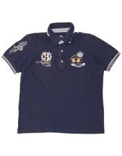 LA MARTINA Mens Graphic Polo Shirt Large Navy Blue SG11