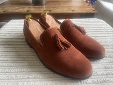 Duke and Dexter Suede Tassel Loafer Size Uk 10 Light Tobacco Brown