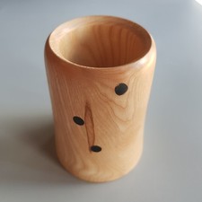 English oak wooden pencil pen pot 9cm England handcrafted turned art woodworking