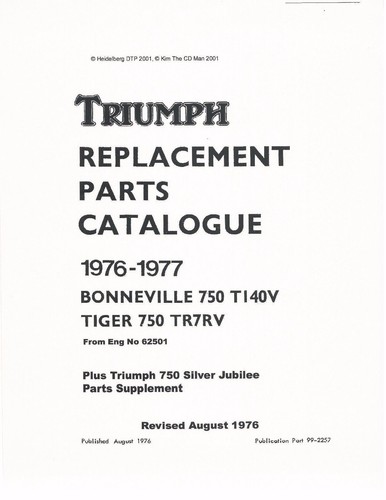 Triumph parts manual book - parts,