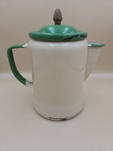 Vintage enamelware coffee pot - vintage,