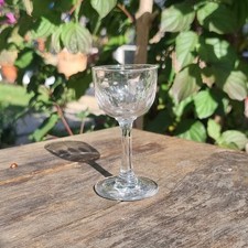 Antique Lens Cut Port Wine Glass Hand Blown Pontil Flint 19th Century Georgian