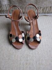 Used Chie Mihara  Vory T-Bar Taupe Suede Heels Sandals EU 40 UK 7