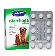 JOHNSON'S DIARRHOEA TABLETS 12PK - Cats Dogs LOOSE STOOL STOMACH TUMMY TREATMENT