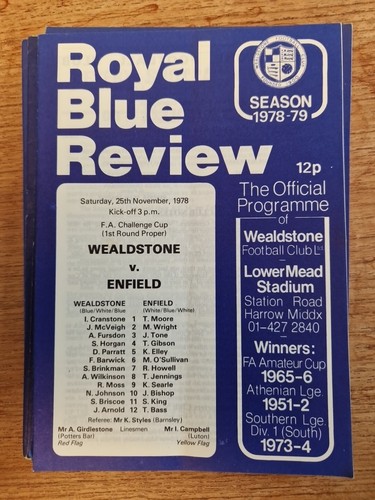 Wealdstone vs enfield - 78/79,