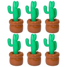 PACK OF 6 JUMBO INFLATABLE CACTUS 96 CM MEXICAN WESTERN PARTY PROP BLOW UP CACTI
