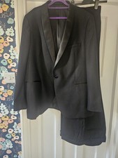 WORN ONCE IMMACULATE MENS SKOPES BLACK CHECK DINNER SUIT JKT 48L TRO 46R