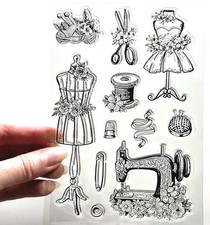 Clear Stamps FLORAL DRESSMAKER Flowers Sewing Knit Rubber Stamping Card Making