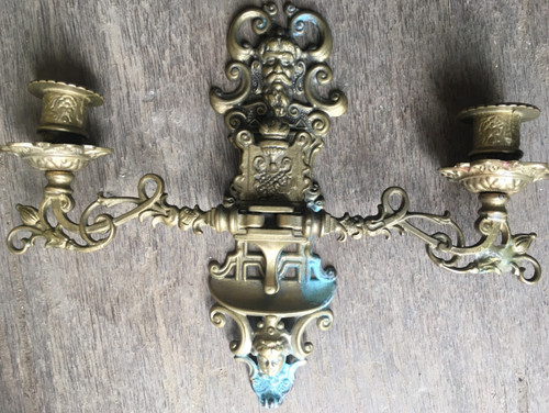 Antique brass piano double - brass,
