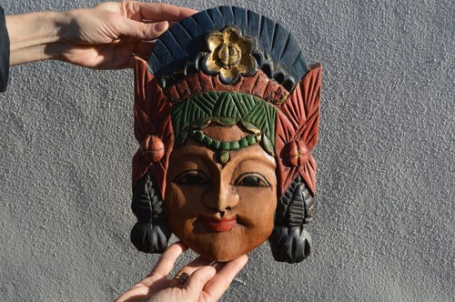Vintage hand carved painted - hand, &