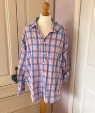TU Pale Pink & Blue Check Shirt Blouse UK 18 Relaxed Styling