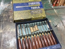 VINTAGE MARPLES No. 60 WOOD CARVING TOOLS CHISELS SET OF 12 IN ORIGINAL BOX