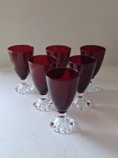 6 Rare Anchor Hocking Berwick Boopie Ruby Red Goblet Glasses