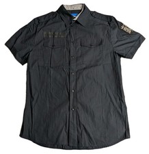 NEW ADIDAS ORIGINALS A.039 BLACK SHORT SLEEVE MILITARY SHIRT MEDIUM