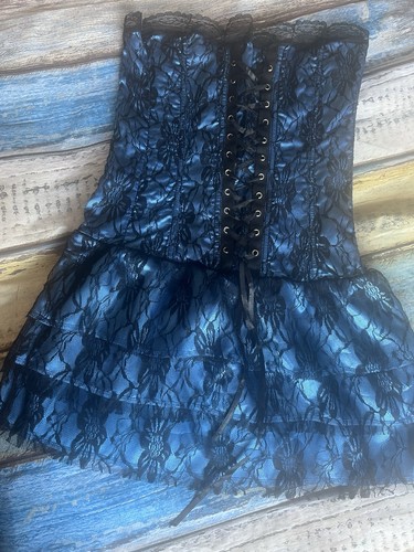 Blue black corset dress - blue/black,