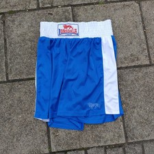Vintage LONSDALE LONDON BOXING MAI TAI MEN Shorts Blue White High Waist leg seam