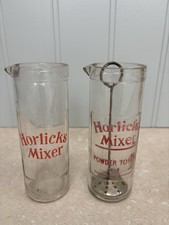 Two Vintage Glass Horlicks Mixers.