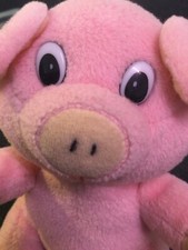 Piggy Pig plush animal toy  very pink very happy and cuddly 14 cm.