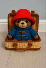 PADDINGTON BEAR WITH SUITCASE CROCHET AMIGURUMI KNIT PATTERN ONLY SENT