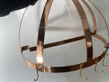 Vintage Kitchen Copper Wall Mount Hanging Pot And Pan Rack Half Round (V16/3)