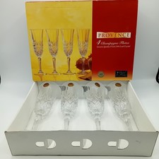 Vintage Cristal De France Provence Champagne Flutes Set Of 4 - Boxed