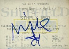 Simply Red - Signed Autograph - Original Sheffield Concert Show Ticket (1992)
