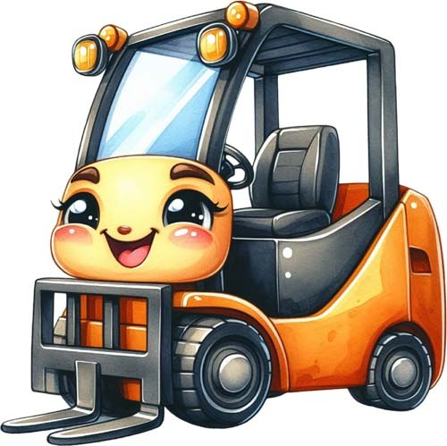 Colour forklift truck wall art - forklift,