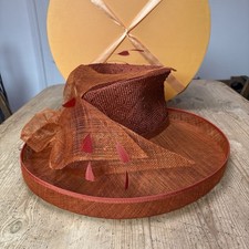 Vintage Herald & Heart London Designer Ladies Orange Hat - Ascot, Wedding