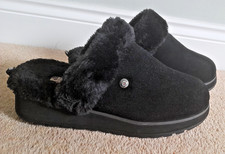 Skechers Bobs Snow Magic Black Suede & Faux Sheepskin  Mule/Slider Size 4