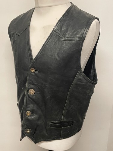 Leather vest waistcoat mens - leather,