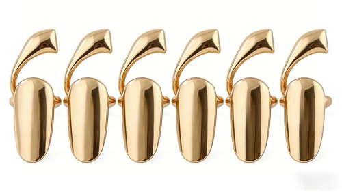6pcs gold fingernails rings - gold,