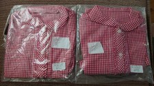 2 X BN CTL Ruffle Trim No Waistband Red Gingham School Uniform Dresses 5-6yrs