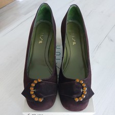 Unisa Ladies Chocolate Brown Kid Suede Court Shoes Size 5 (38)