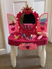 GIRLS KIDS GLAMOUR MIRROR MAKE UP DRESSING TABLE VANITY ROLE PLAY SET LIGHT GIFT