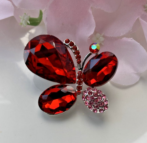 Large silver tone - large, red