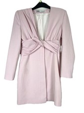 Zara Uk S 6-8 Dusky Blush Pink Suit Dress Blazer Dress Pull On Long Sleeve Fitte