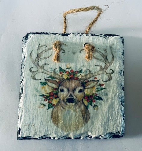 Handmade slate coaster stag - of,