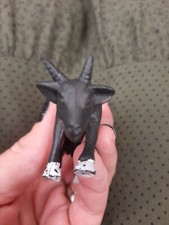 Vintage Black Plastic Nanny Goat Farmyard Animal Toy Horns Metal Thrash Satan ?