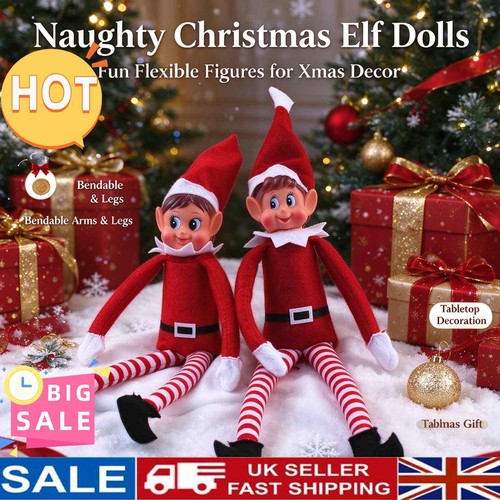 Posable christmas elf doll - 12",