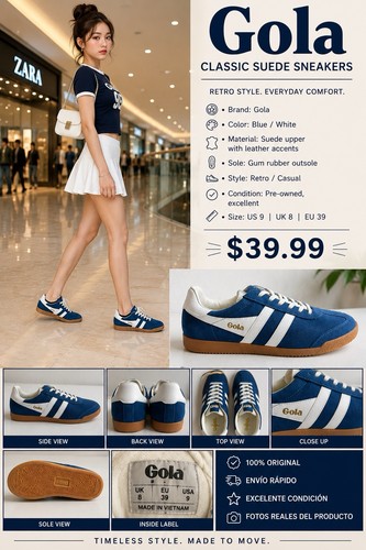 Gola elan suede sneakers - gola, blue