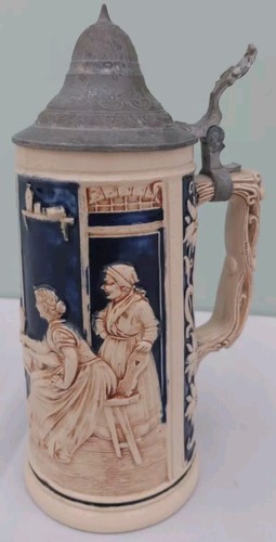 Beer stein with pewter lid - stein,