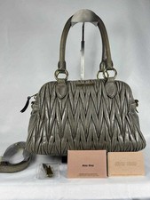 Miu Miu Matelassé Gray Shoulder Bag All Accessories Included Pre-owned Japan