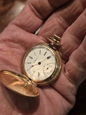 Vintage Waltham Manual Wind 14K Solid Yellow Gold 0S 34.5mm Hunter Pocket Watch 