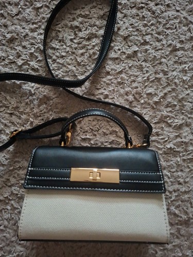 Black and white handbag - black, small